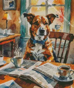 Dog Newspaper Diamond Painting