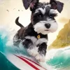 Dog Schnauzer Miniature Surfing Diamond Painting