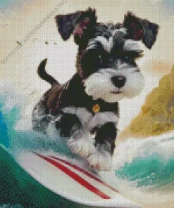 Dog Schnauzer Miniature Surfing Diamond Painting