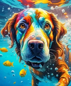 Dog Swimming Art Diamond Painting