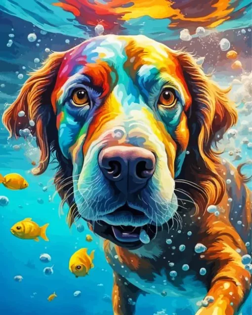 Dog Swimming Art Diamond Painting
