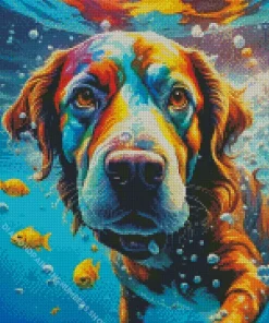 Dog Swimming Art Diamond Painting