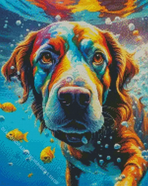 Dog Swimming Art Diamond Painting