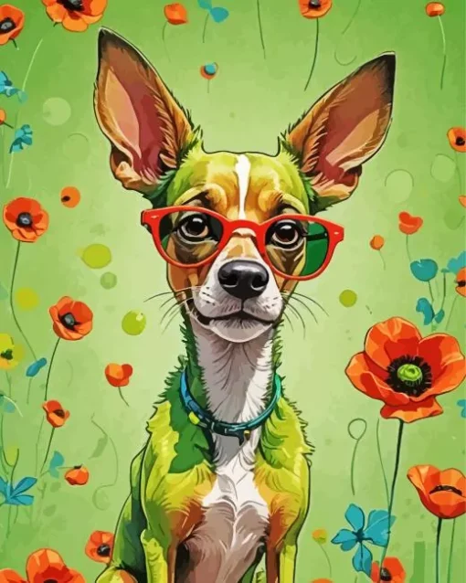 Dog Wearing Glasses Diamond Painting