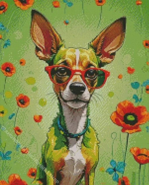Dog Wearing Glasses Diamond Painting