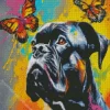 Dog With Butterflies Art Diamond Painting