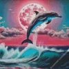 Dolphin And Moon Diamond Painting