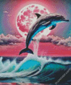 Dolphin And Moon Diamond Painting
