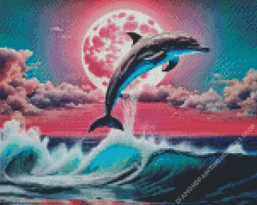Dolphin And Moon Diamond Painting