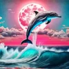 Dolphin And Moon Diamond Painting