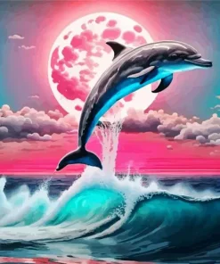 Dolphin And Moon Diamond Painting
