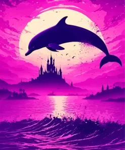 Dolphin Silhouette Art Diamond Painting