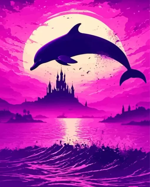 Dolphin Silhouette Art Diamond Painting