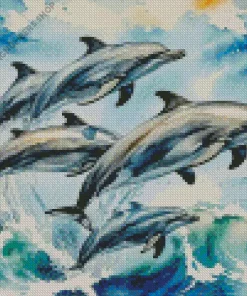 Dolphins Jumping Out Of The Water Diamond Painting