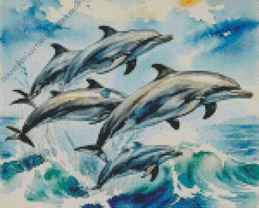 Dolphins Jumping Out Of The Water Diamond Painting