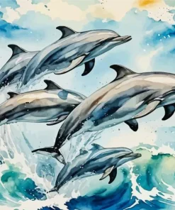 Dolphins Jumping Out Of The Water Diamond Painting