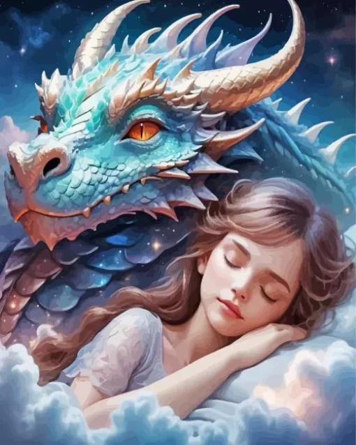 Dragon And The Girl Diamond Painting