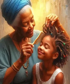 Ebony Grandma And Grand Daughter Diamond Painting