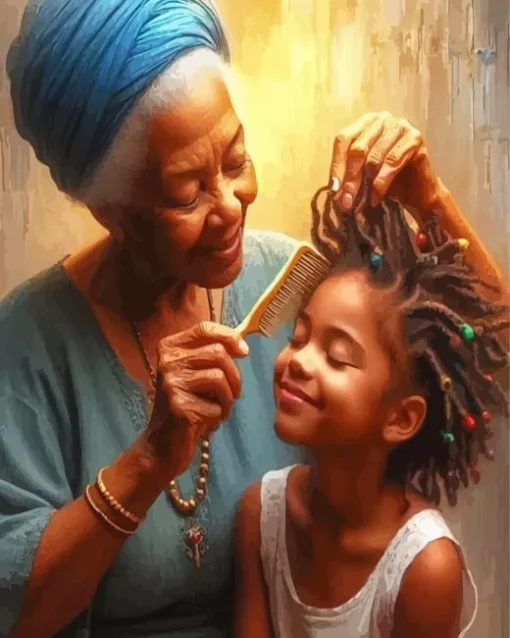 Ebony Grandma And Grand Daughter Diamond Painting