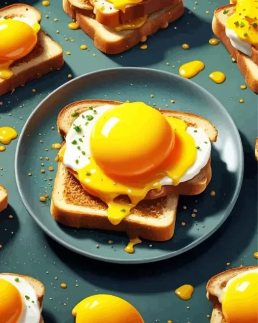 Egg Yolk And Toast Art Diamond Painting