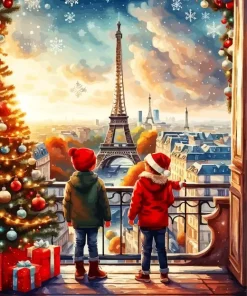 Eiffel Tower Christmas Diamond Painting