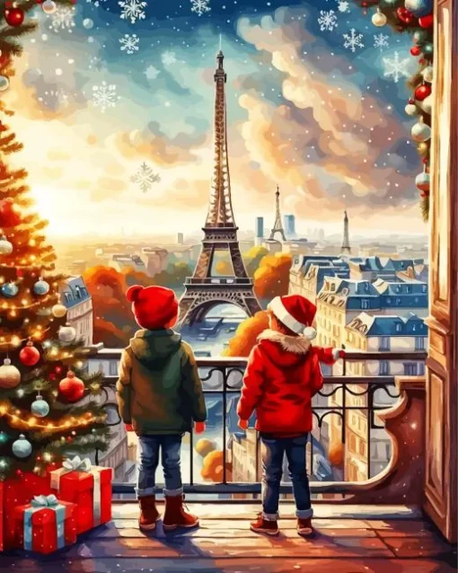 Eiffel Tower Christmas Diamond Painting