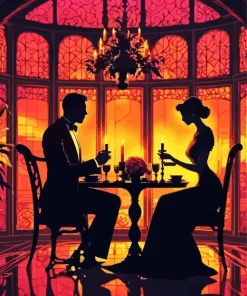 Elegant Couple Silhouette Diamond Painting