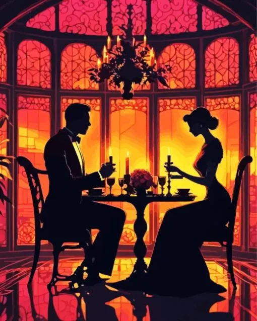 Elegant Couple Silhouette Diamond Painting