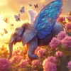 Elephant Fairy And Flowers Diamond Painting