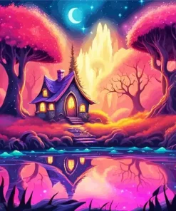 Enchanted Forest House Diamond Painting