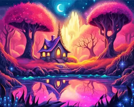 Enchanted Forest House Diamond Painting