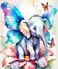 Fairy Elephant And Butterflies Diamond Painting