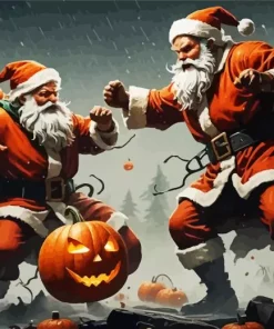 Fighting Santa Art Diamond Painting