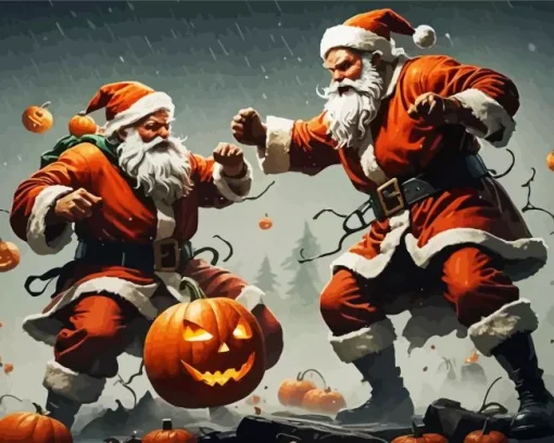 Fighting Santa Art Diamond Painting