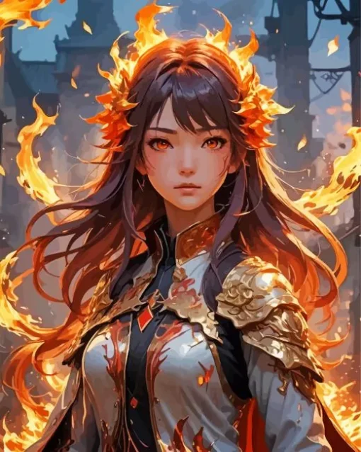 Fire And Girl Diamond Painting