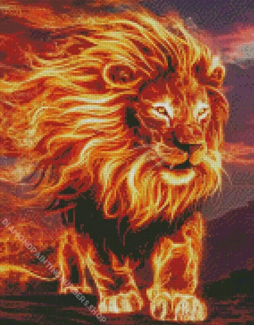 Fire Lion Diamond Painting