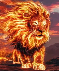 Fire Lion Diamond Painting