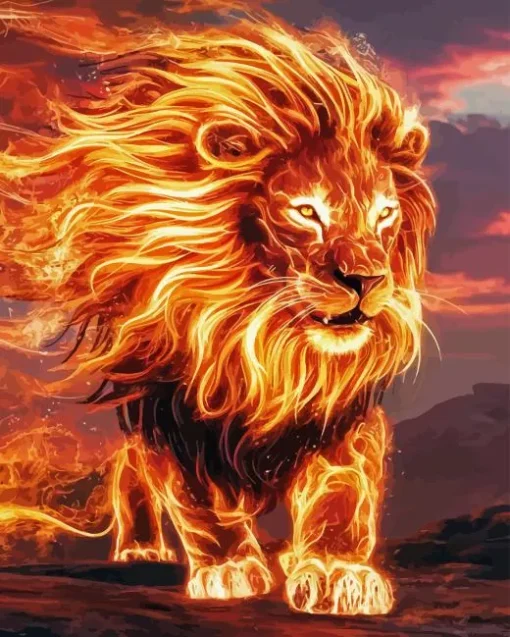Fire Lion Diamond Painting