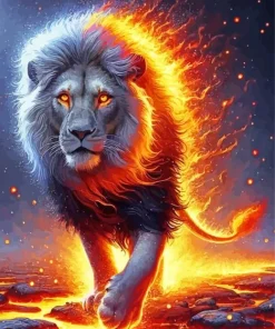 Fire Lion Art Diamond Painting