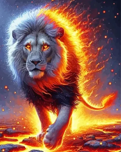 Fire Lion Art Diamond Painting