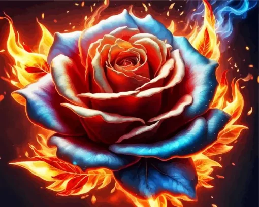 Fire Rose Diamond Painting