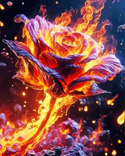 Fire Rose Art Diamond Painting