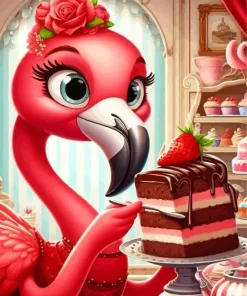 Flamingo And Cake Diamond Painting