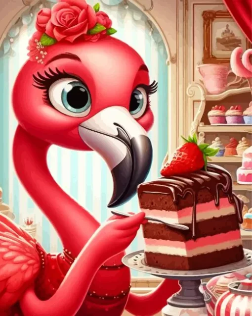Flamingo And Cake Diamond Painting