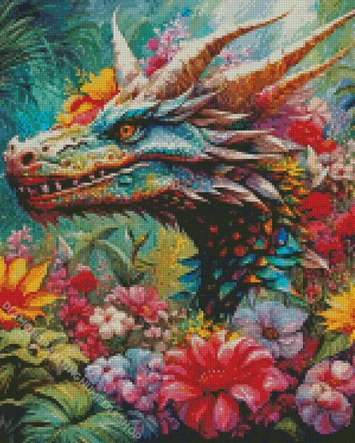 Floral Dragon Diamond Painting