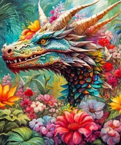 Floral Dragon Diamond Painting