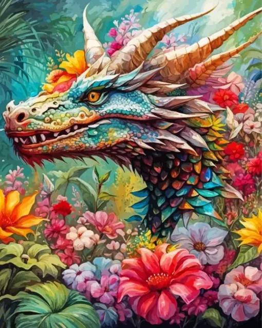 Floral Dragon Diamond Painting