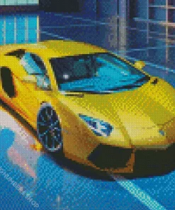Golden Lamborghini Diamond Painting