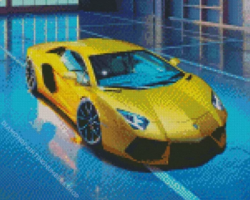 Golden Lamborghini Diamond Painting