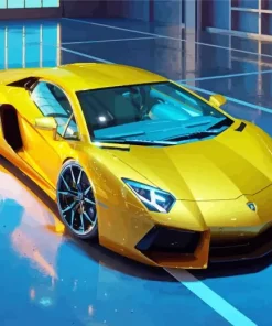 Golden Lamborghini Diamond Painting